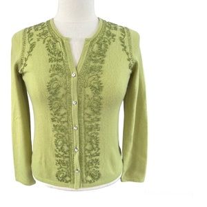 Sigrid Olsen Beaded Cashmere Cardigan Sweater XS